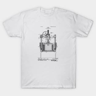 Steampunk Print Wine Press Patent Drawing T-Shirt
